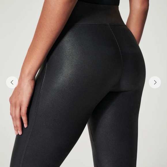 SPANX Pants - SPANX Shiny Black High-Waist Faux-Leather Leggings NWOT